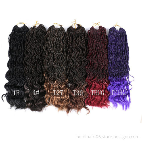 Wavy Senegalese Twist Braids Crochet Hair with Loose Curl Ends Twisted Braid Hair Extension14inch 35 Strands